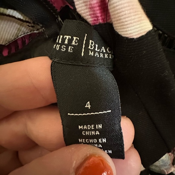 White House Black Market Floral Sleeveless Dress - Black and Pink - Picture 8 of 9